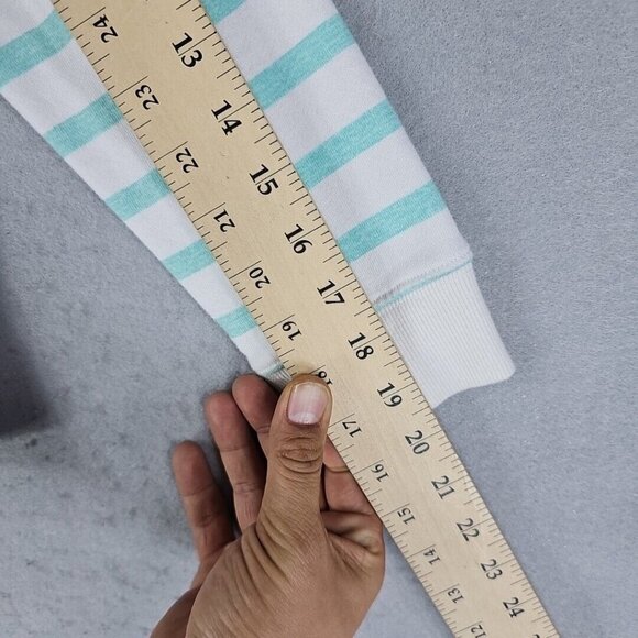 Disney Parks Sweatshirt Girls L Aqua Striped Full Zip Disneyland Minnie Mickey - Picture 10 of 16